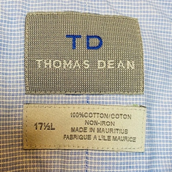 THOMAS DEAN Blue Check Long Sleeve Button Down Top - Picture 6 of 6